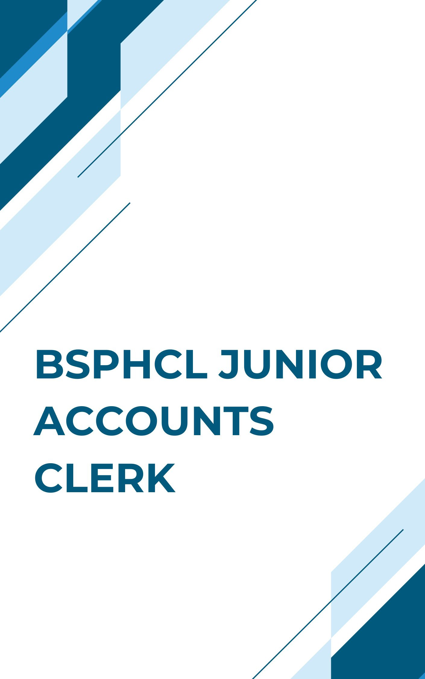 BSPHCL Junior Accounts Clerk Online Test Series