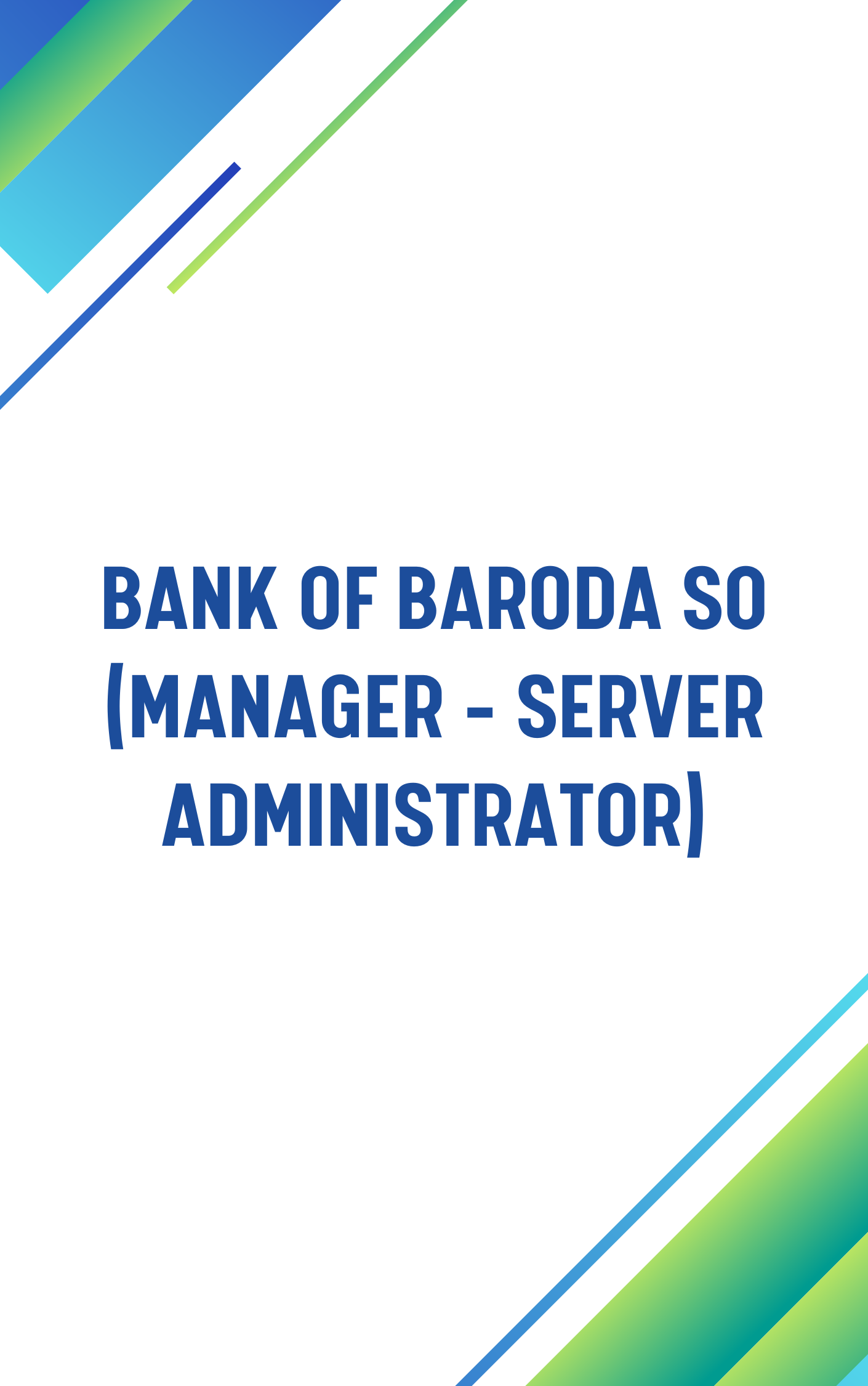 BOB SO Manager Server Administrator MCQ