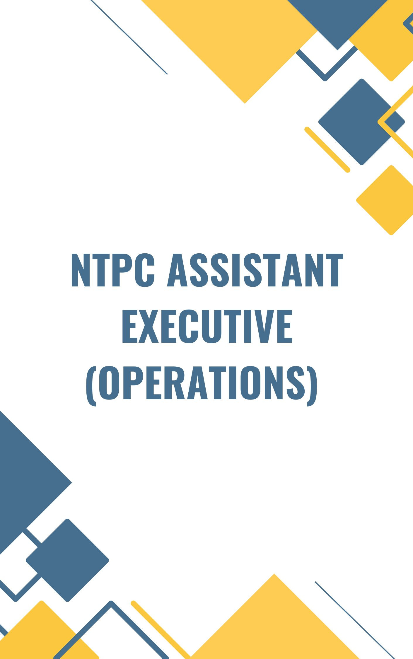 NTPC Assistant Executive Question Paper
