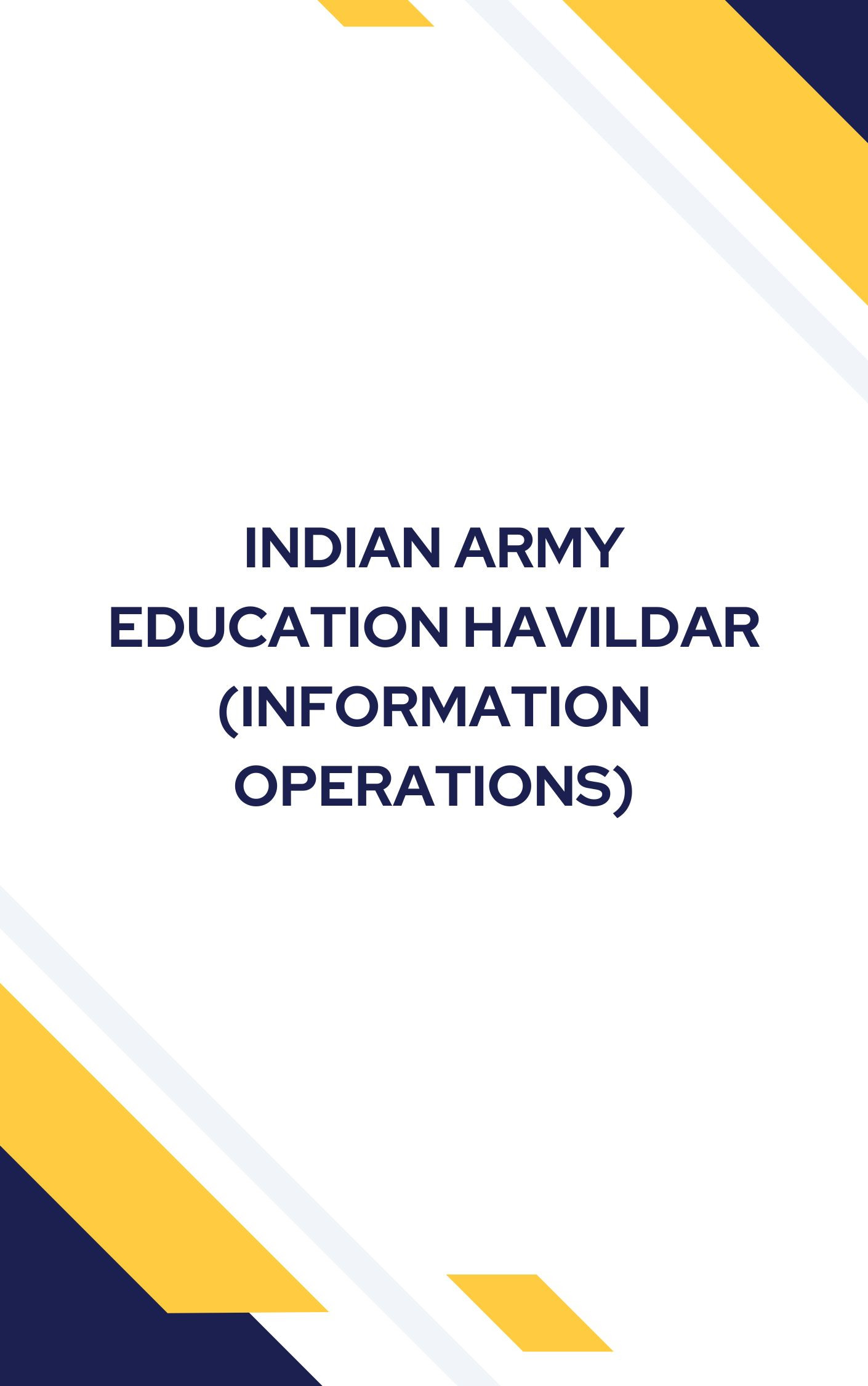 Indian Army Education Havildar Information Operations MCQ