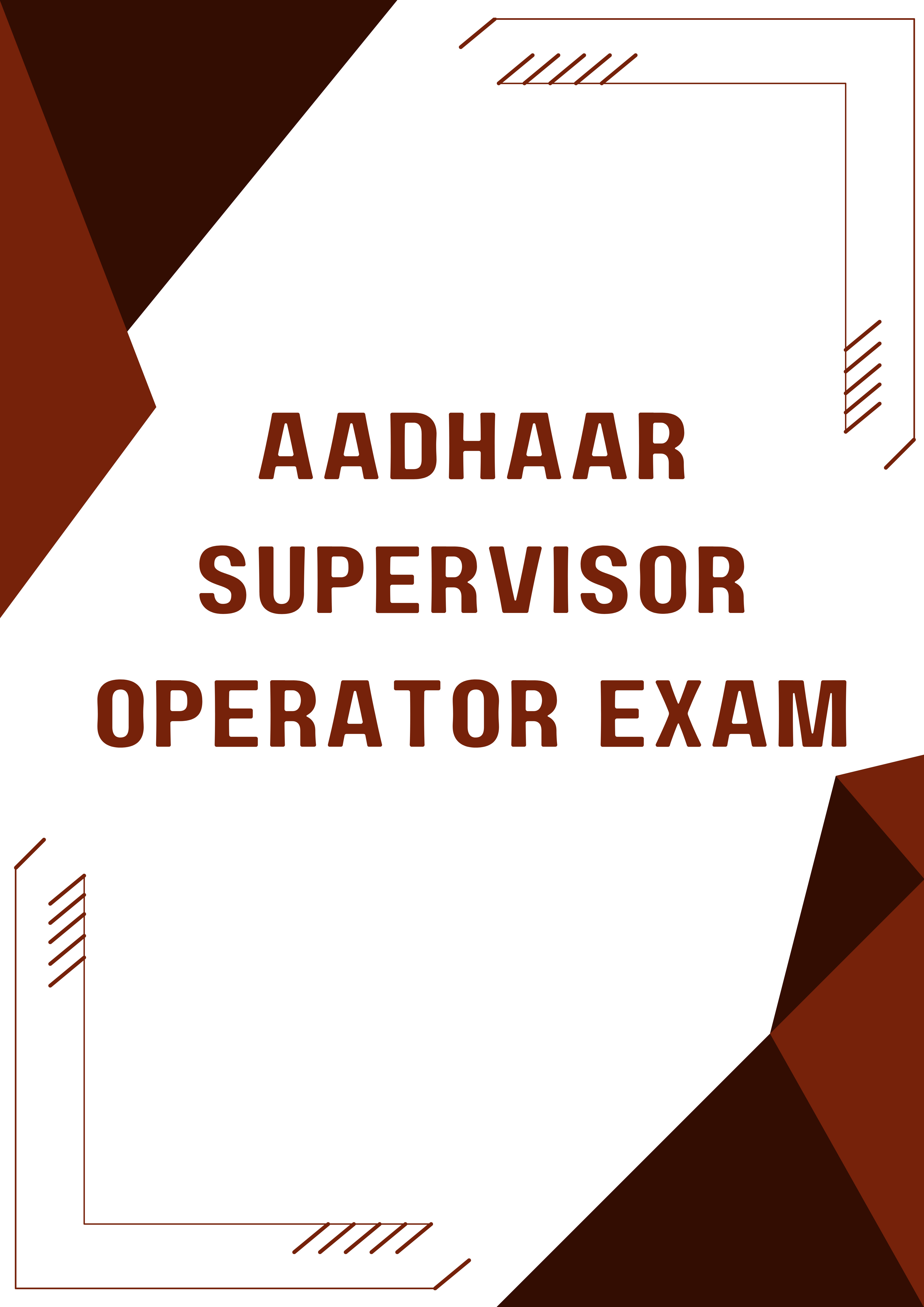 Aadhaar Supervisor Operator Mock Test and MCQ