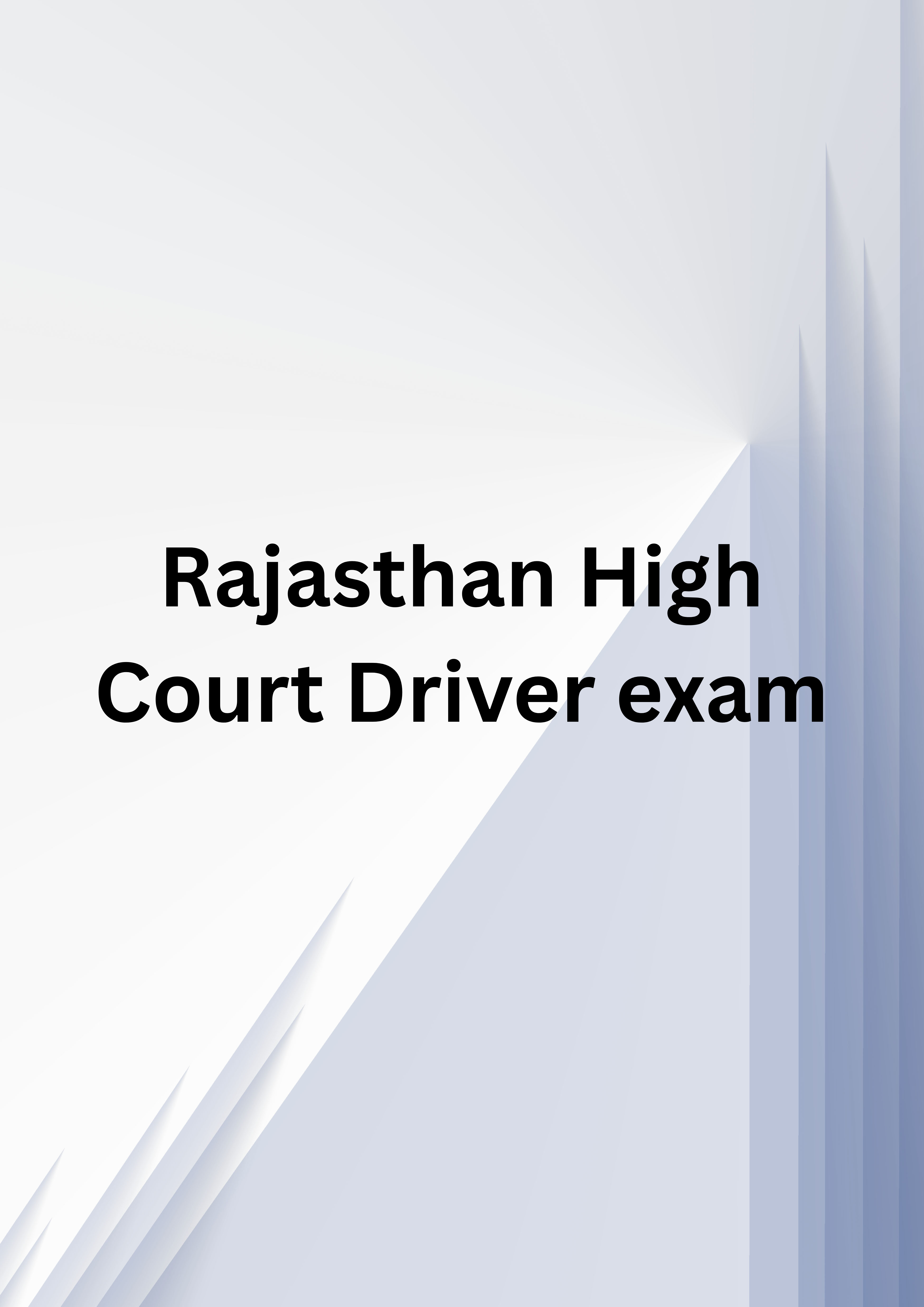 Rajasthan High Court Driver Mock Test in Hindi 2026
